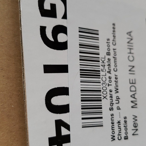 Coutgo Square Toe Chelsea Ankle Boots Stacked Block Heel Zip Up Black Size 10 - Picture 9 of 9